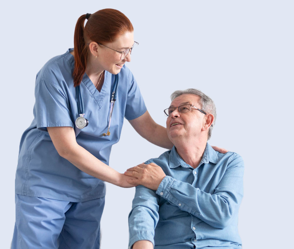 Nurse smiling with patient