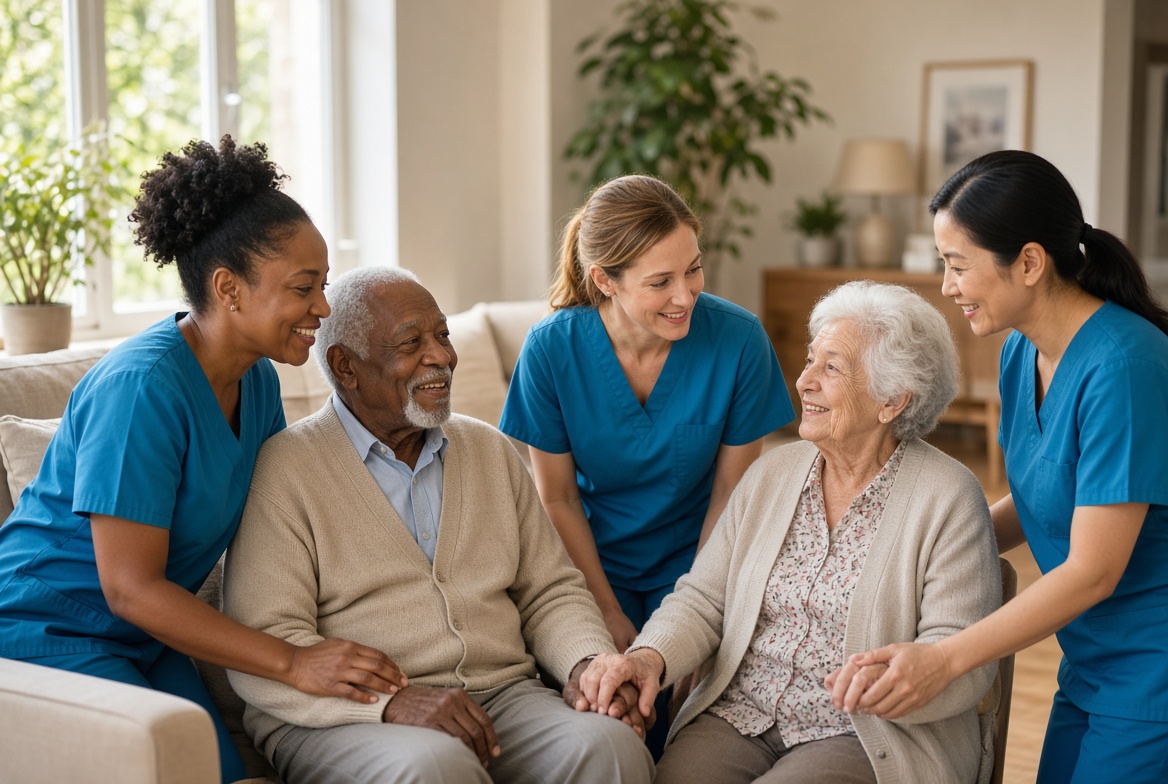 Nurse visiting a hospice patient at home